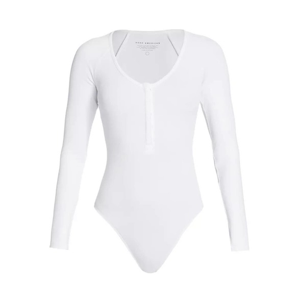 Good American white ribbed Henley bodysuit new with tags size 7 - Picture 3 of 8